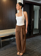 Cara Wrap Tie Pants (Cocoa)