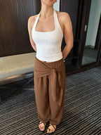 Cara Wrap Tie Pants (Cocoa)