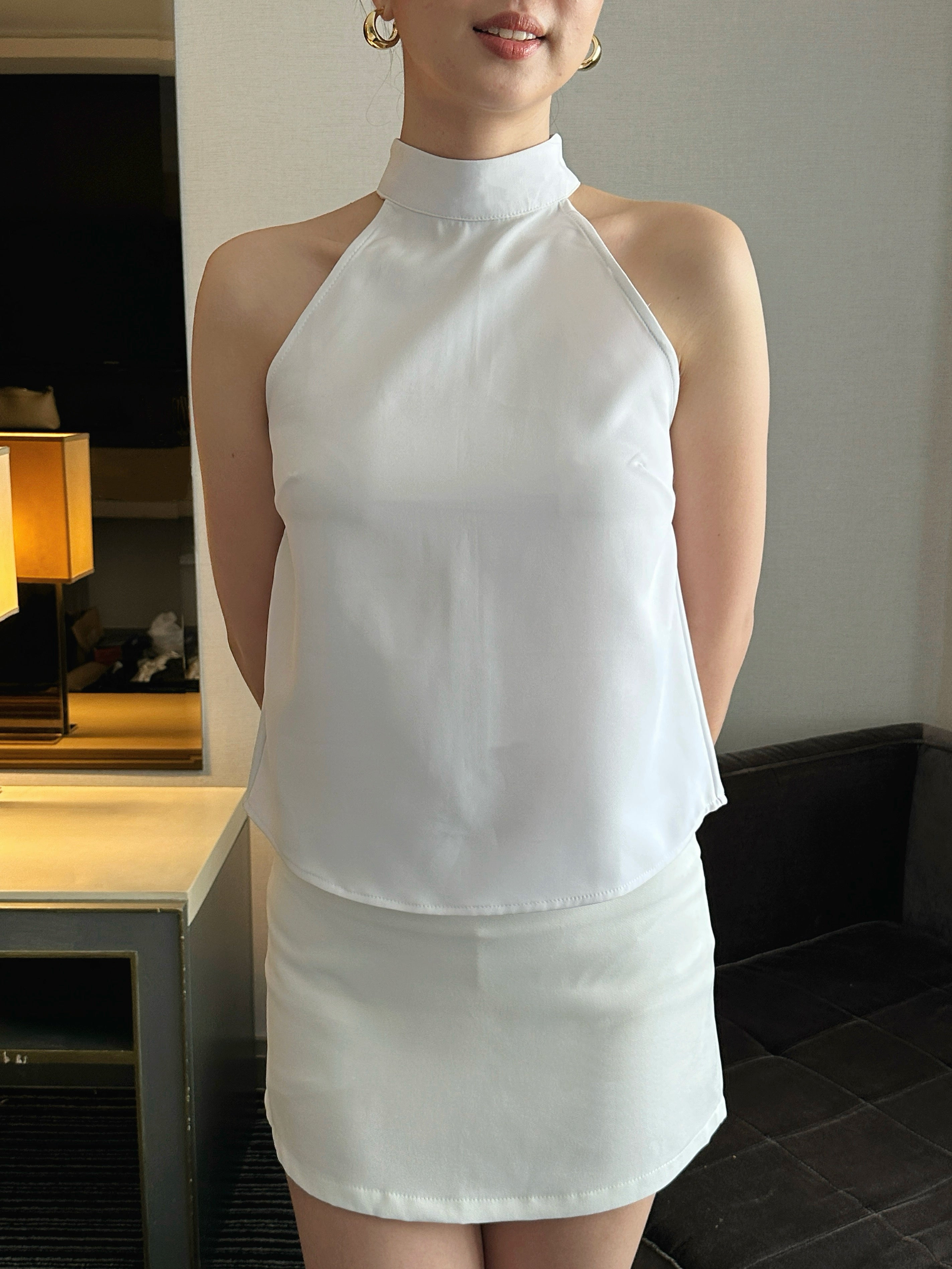 Amelie Halter Top (White)