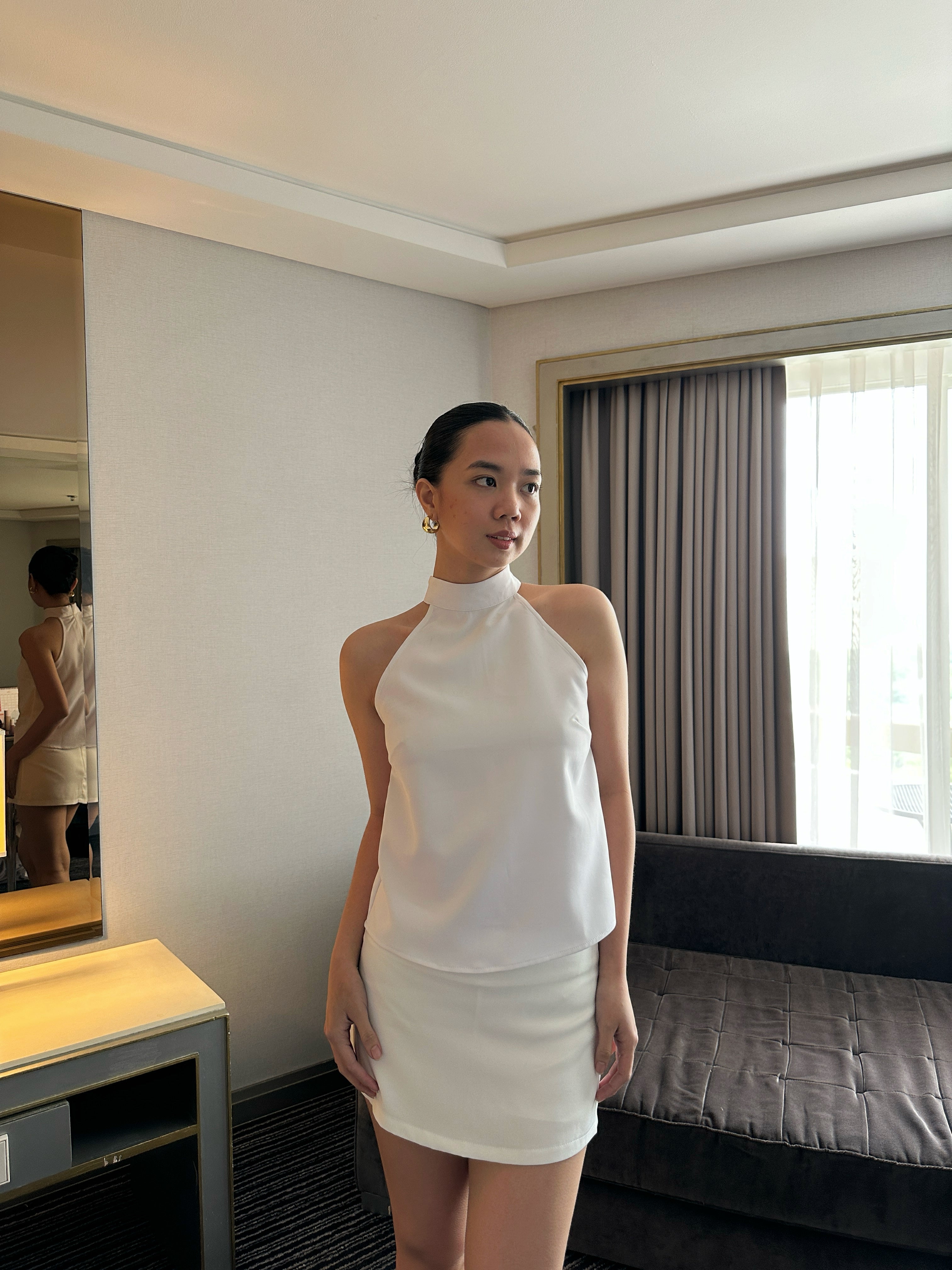 Amelie Halter Top (White)